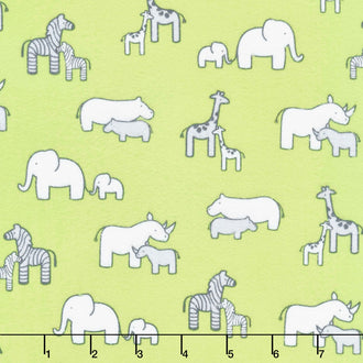 Little Safari - Aqua Colorstory Animal Family Pistachio Flannel Yardage
