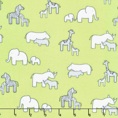 Little Safari - Aqua Colorstory Animal Family Pistachio Flannel Yardage