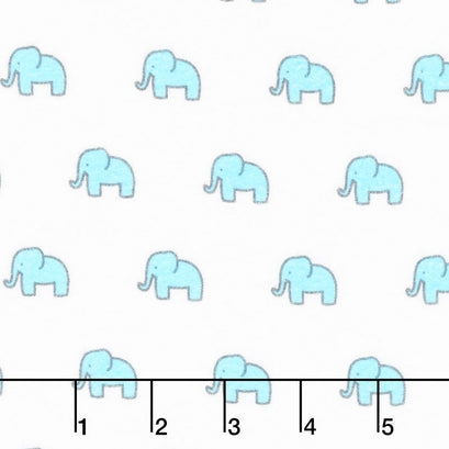 Little Safari - Aqua Colorstory Tiny Elephants Aqua Flannel Yardage