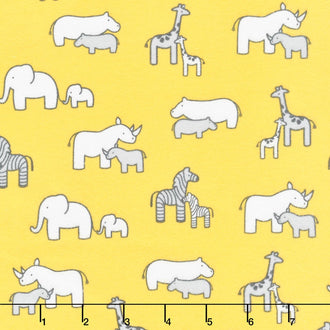 Little Safari - Yellow Colorstory Animal Family Yellow Flannel Yardage