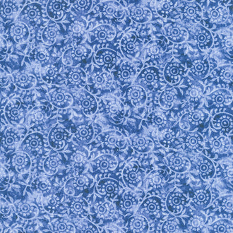 London Blues - Blue Stamped Pattern Yardage
