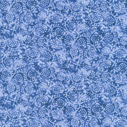 London Blues - Blue Stamped Pattern Yardage