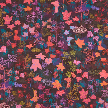 Loose Leaf - Leaves Nightfall Digitally Printed Yardage