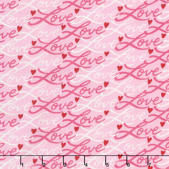 Love Grows - Love Script Passion Pink Yardage