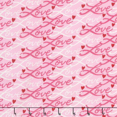 Love Grows - Love Script Passion Pink Yardage
