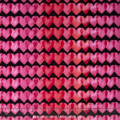 Love - Hearts Black Yardage