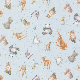 Love Is... - Animals Tossed Light Blue Yardage