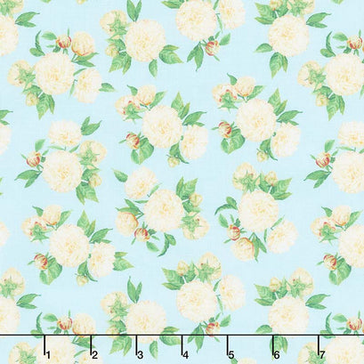 Love Letters - Peonies Aqua Yardage