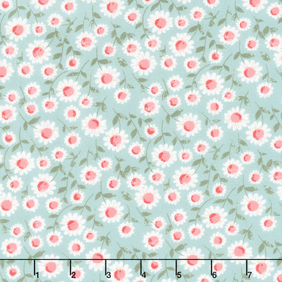 Love Note - Sweet Daisy Dusty Sky Yardage