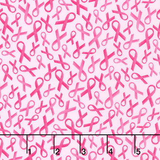 Love Pink - Pink Ribbons Pale Pink Yardage