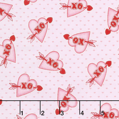 Love Struck - Hearts XO White Yardage