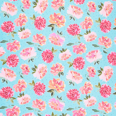 Lucy June - Flowers Aqua Yardage