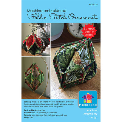 Machine Embroidered Fold'n Stitch Ornaments CD Pattern