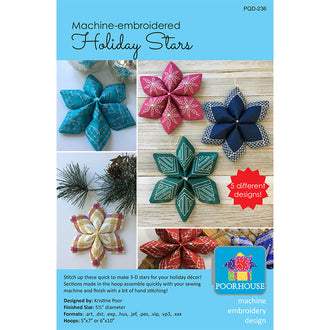 Machine Embroidered Holiday Stars Pattern