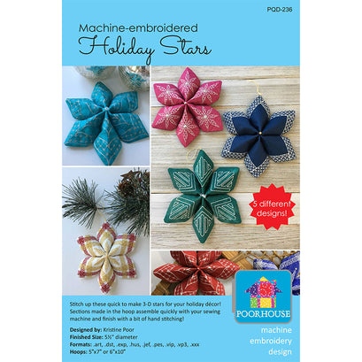 Machine Embroidered Holiday Stars Pattern