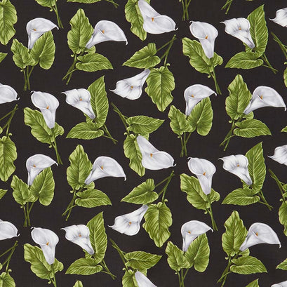 Magnificent Blooms - Calla Lily Black Multi Yardage