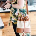 Magnolia Drawstring Bucket Bag Kit - Hazelnut & Beige Weave Faux Leather Alternative View #5