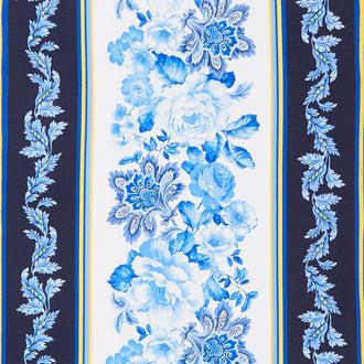 Maison Des Fleurs - Belle Fleur Stripe Blue White Yardage