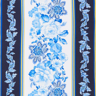 Maison Des Fleurs - Belle Fleur Stripe Blue White Yardage