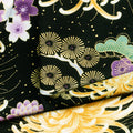 Majestic - Japanese Purple Medium Floral Black Metallic Yardage Alternative View #1