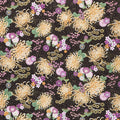Majestic - Japanese Purple Medium Floral Black Metallic Yardage Primary Image