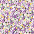 Majestic - Packed Japanese Purple Florals Black Metallic Yardage