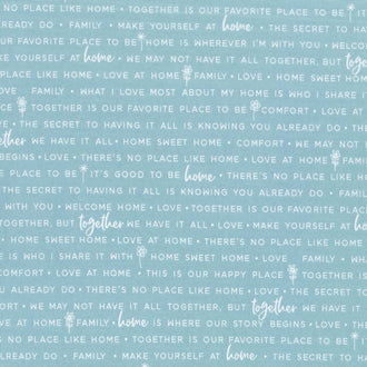 Make Yourself at Home - Home Phrases Blue Yardage