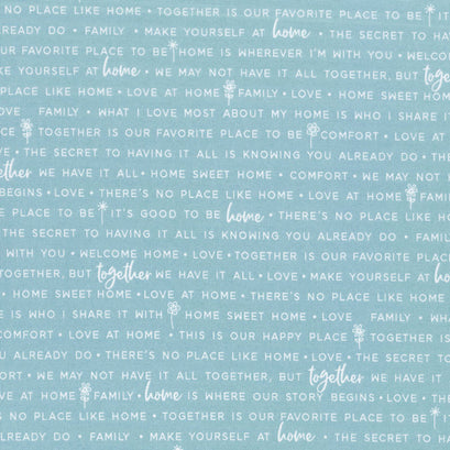 Make Yourself at Home - Home Phrases Blue Yardage