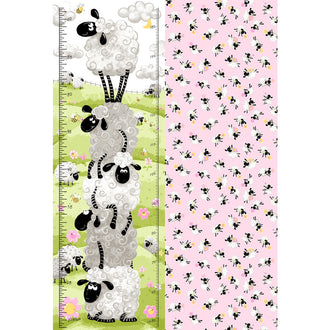 Mama Lal - Sheep Growth Chart Pink Panel