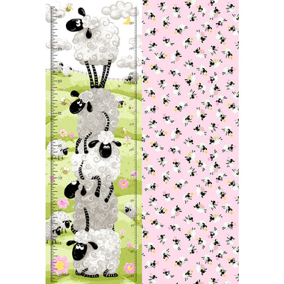Mama Lal - Sheep Growth Chart Pink Panel