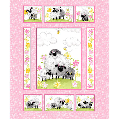 Mama Lal - Sheep Quilt Pink Panel