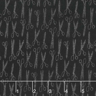 Material Girl - Small Tonal Scissors Black Yardage