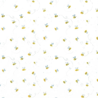 Meant to Bee - Busy Bees White Yardage