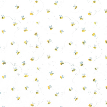 Meant to Bee - Busy Bees White Yardage