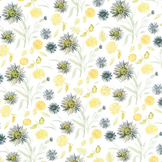 Meant to Bee - Mums & Cornflowers White Yardage
