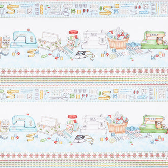 Measure Twice - Sewing Table Border Aqua Yardage