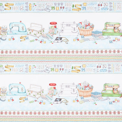 Measure Twice - Sewing Table Border Aqua Yardage