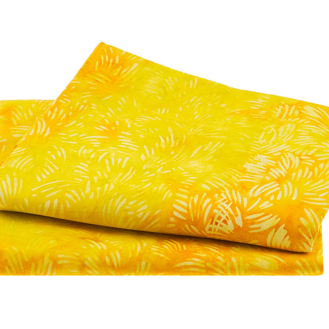 Mellow Yellow Batiks - Tossed Leaves Cornmeal 2 Yard Cut