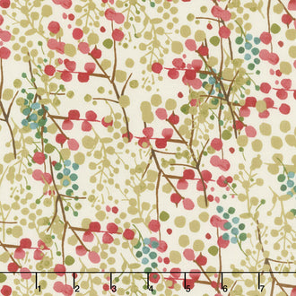 Merry & Bright - Berries Sprig Light Khaki Yardage