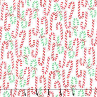 Merry and Bright - Merry Canes Winter White Yardage