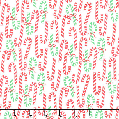 Merry and Bright - Merry Canes Winter White Yardage