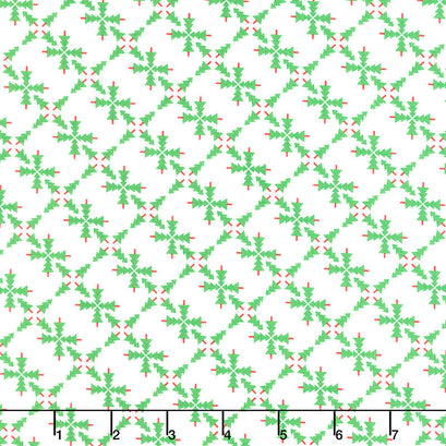 Merry and Bright - Merry Forest White Green Yardage