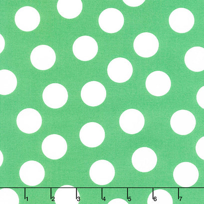 Merry and Bright - Merry Giant Dot White Green Yardage