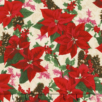 Merry, Berry, and Bright - Holiday Sparkle Radiant Vanilla Metallic Yardage