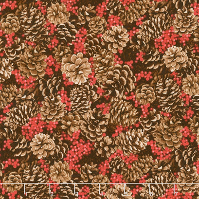 Merry, Berry, and Bright - Pine Cones Aplenty Radiant Berry Metallic Yardage
