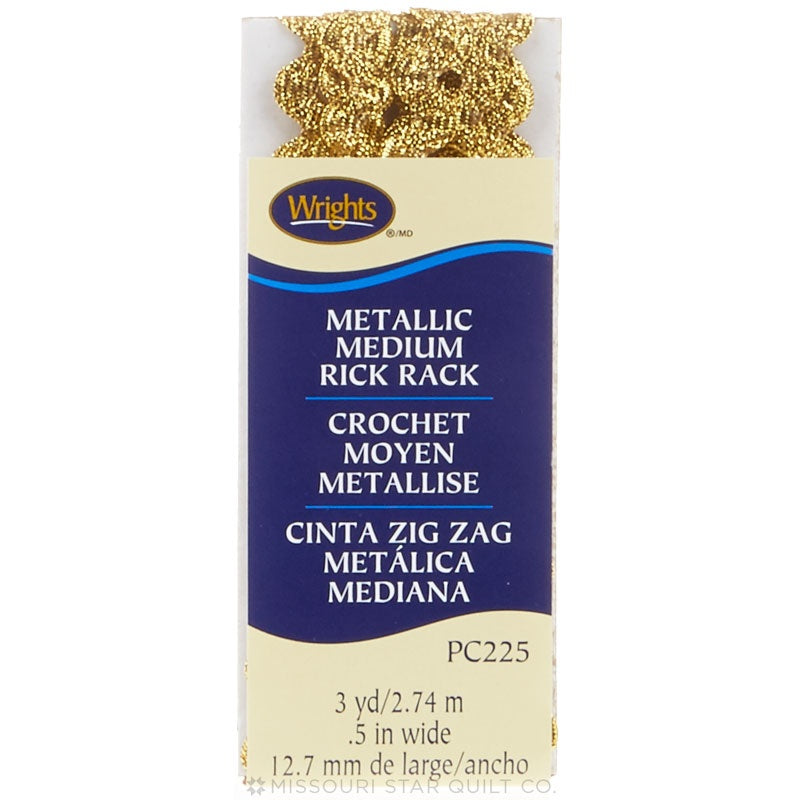 Metallic Gold Medium Rick Rack (3 yard package)