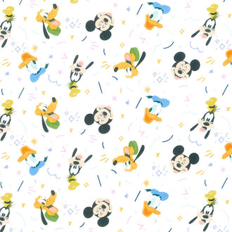 Mickey Mouse Play All Day - Play All Day Mickey and Donald White Yardage