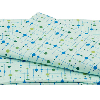 Mid-Century Modern - Dots and Sticks Aqua 2 Yard Cut