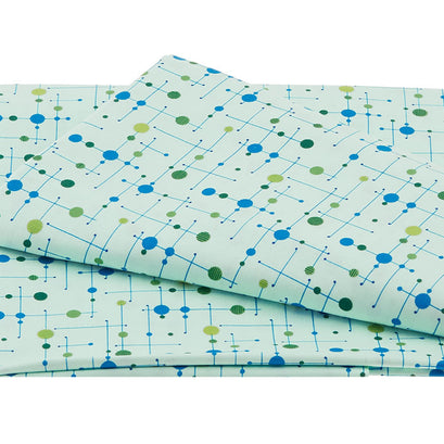 Mid-Century Modern - Dots and Sticks Aqua 2 Yard Cut