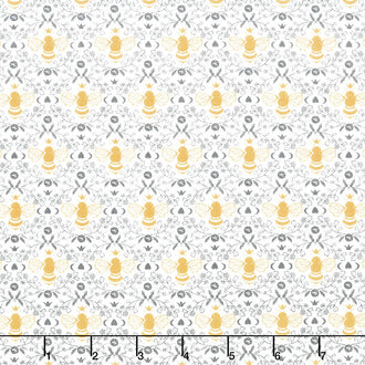 Midnight in the Garden - Honeybee Toile Mist Yardage